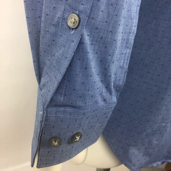 Calvin Klein Slim Fit Men Blue Long Shirt Size 16 - Picture 10 of 14